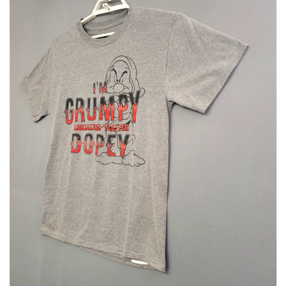 Disney Parks T-shirt Grumpy Adult Medium Gray Heathered Graphic Short Sleeves - Picture 3 of 11
